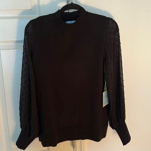 Cece black sweater. Sheer sleeves with beautiful detail